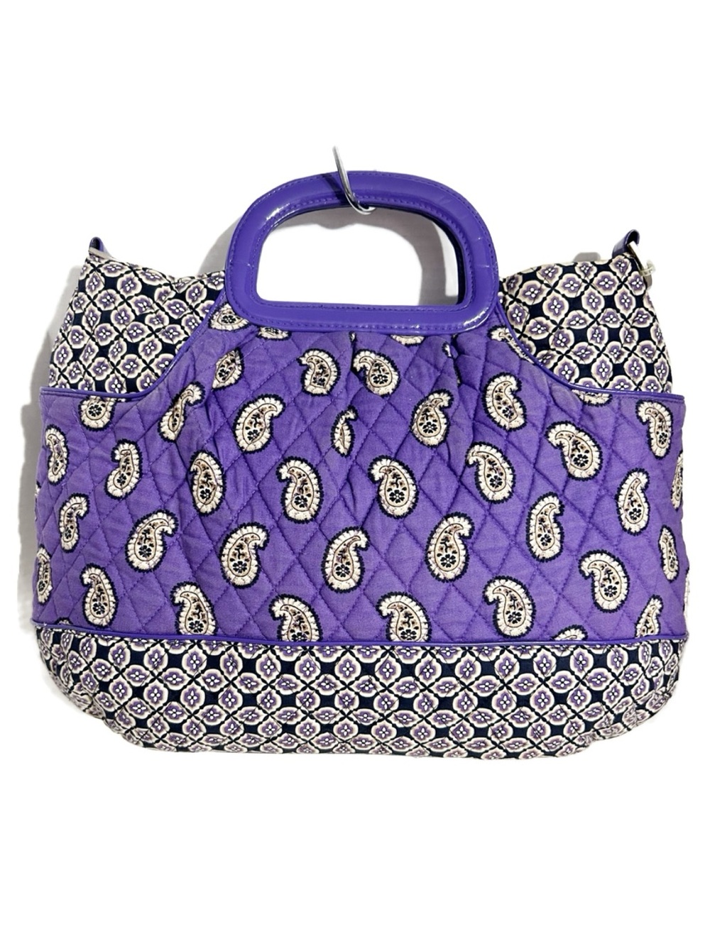 Vera Bradley Quilt Simply Violet Paisley Satchel Handbag Handles Geometric Lined